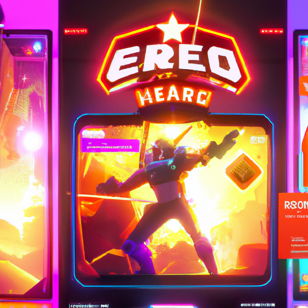 Arcade collage: neon UI, players, and tournaments